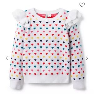 Janie and Jack White Heart Sweater with Ruffled Sleeves - girls size 6